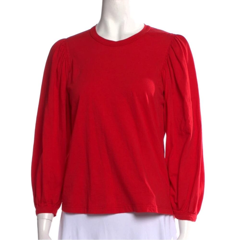 ALC Bright Red Crewneck Puff Sleeve Blouse Size XS